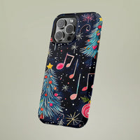 Festive Holiday Musical Score Phone Cover, Christmas Music Notes iPhone Case, Dual Layer TPU Tough Case, Xmas Present for Musician Music Lover