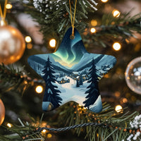 Winter Aurora Keepsake, Northern Lights Village Star Ornament, Ceramic Christmas Star Ornament, Holiday Star Ornament, Winter Xmas Present