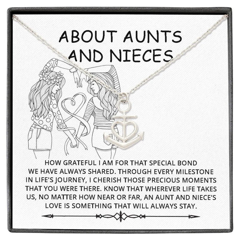 Stainless Steel Anchor Pendant Necklace, Aunt and Niece Heart Anchor Necklace, Sentimental Niece Auntie Jewelry, Birthday Christmas Present