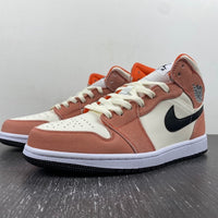 Mid Top Sneakers, White Black Pink Orange Colorway, Suede Footwear, Lace Up Design, Casual Gift for Sneaker Fans