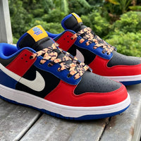Low Top Sneakers, Blue Red White Colorway, Lace Up Design, Casual Gift for Sneaker Fans