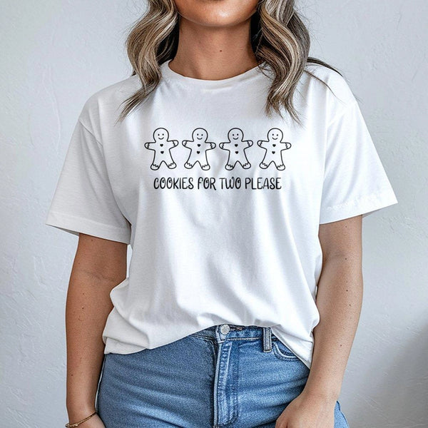 Pregnancy Announcement T-Shirt, Cookies for Two Please Shirt, Holiday Baby Reveal Graphic Tee, Expectant Mom Shirt, Christmas