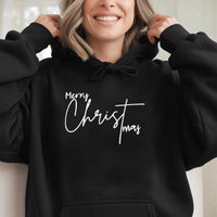 Minimalist Script Holiday Sweatshirt, Merry Christmas Hoodie, Comfy Winter Typography Pullover, Christmas Season Sweater, Festive Present