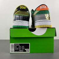 Low Top Sneakers, White Black Green Silver Colorway, Metallic Finish, Lace Up Design, Casual Gift for Sneaker Fans