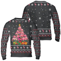 Tropical Bird Christmas Sweater, Flamingo Christmas Tree Ugly Sweater, Humorous Ugly Holiday Sweater, Festive Xmas Sweatshirt, Bird Lover Present