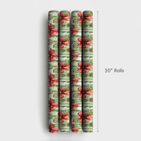 Watercolor Desert Cactus Gift Wrap, Southwestern Christmas Wrapping Paper, Holiday Red Bow Wrapping Paper, Festive Country Present Wrap