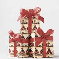 Santa Cookie Break Christmas Wrapping Paper, Black Santa Wrapping Paper, Whimsical Holiday Gift Wrap, Adorable Christmas Present Wrapping Paper