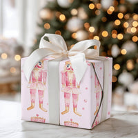 Watercolor Christmas Ballet Gift Wrap, Pink Nutcracker Wrapping Paper, Holiday Soldier Wrapping Paper, Pastel Adorable Girl Gift Wrapping Paper