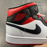 Mid Top Sneakers, White Black Red Colorway, Lace Up Design, Casual Gift for Sneaker Fans