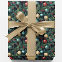 Pine Branch Holiday Gift Wrap, Fir and Frost Christmas Wrapping Paper, Evergreen Xmas Wrapping Paper, Classic Holiday Gift Wrapping Paper