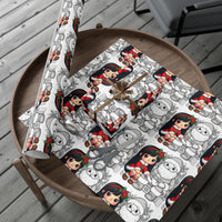 Santa Claus Gift Wrap Roll, Coloring Book Christmas Wrapping Paper, DIY Color in Holiday Present Paper, Kids Xmas Wrapping Paper Roll