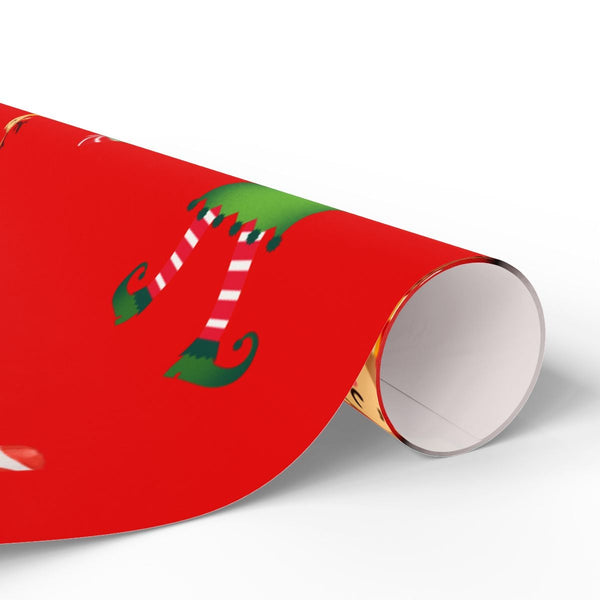 Humorous Red Holiday Gift Wrap, Elf Legs Wrapping Paper, Whimsical Christmas Elf Wrapping Paper, Festive Xmas Gift Wrap, Holi