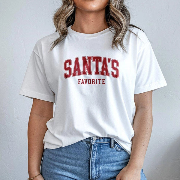 Varsity Letter Holiday Shirt, Santa's Favorite Christmas T-Shirt, Retro Xmas Graphic Tee, Festive Holiday Season T-Shirt, Chr