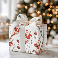 Sports Christmas Gift Wrap, Football Santa Wrapping Paper, Holiday Santa Fine Art Paper Roll, Football Player Present Wrap, Xmas Present Paper