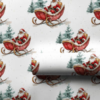 Watercolor Pine Tree Christmas Wrapping Paper, Black Santa Sleigh Wrapping Paper, Inclusive Holiday Gift Wrap, Festive Xmas Wrapping Paper