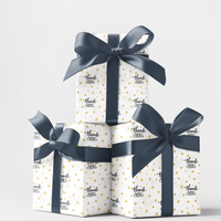 Gold Star Holiday Gift Wrap, Eternal Thanks Wrapping Paper, Elegant Appreciation Wrapping Paper, Christmas Thank You Gift Wrap Roll