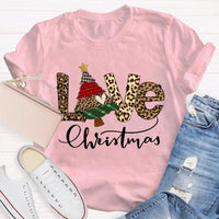 Festive Tree Graphic Shirt, Christmas Leopard Print T-Shirt, Trendy Animal Print Holiday Tee, Retro Merry Christmas Graphic T-Shirt