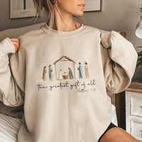 The Greatest Present of All Sweatshirt, Nativity Scene Christmas Sweatshirt, Religious Christian Holiday Pullover, Faith Crewneck Sweatshirt