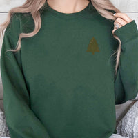 Pine Tree Botanical Graphic Crewneck, Minimalist Christmas Tree Sweatshirt, Comfy Winter Holiday Sweater, Aesthetic Xmas Pullover Present