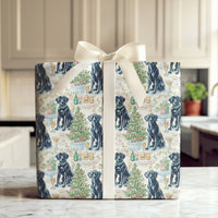 Watercolor Holiday Dog Gift Wrap, Black Labrador Christmas Wrapping Paper, Adorable Pet Pattern Gift Wrapping Paper, Xmas Dog Mom Roll