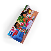 Festive Holiday Kids Gift Wrap, Black Children Christmas Wrapping Paper, Inclusive Xmas Wrapping Paper Roll, Seasonal Present Wrap