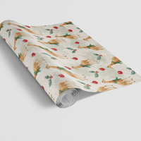 Watercolor Safari Animal Gift Wrap Roll, Christmas Giraffe Wrapping Paper, Adorable Holiday Wrapping Paper, Kids Christmas Present Wrap Roll