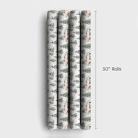 RV Road Trip Christmas Gift Wrap, Santa Camper Wrapping Paper, Watercolor Pine Forest Wrapping Paper