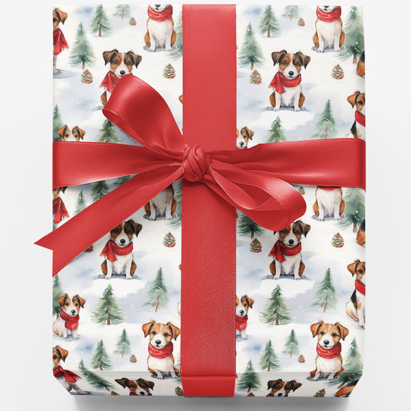 Festive Dog Holiday Gift Wrap, Jack Russell Christmas Wrapping Paper, Jack Russell Terrier Wrapping Paper, Dog Lover Present 