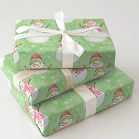 Watercolor Snowmen Gift Wrap, Snowman Christmas Wrapping Paper, Pink Plaid Holiday Wrapping Paper, Adorable Winter Xmas Gift Wrapping Paper