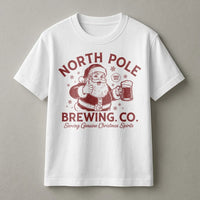 Vintage Santa Claus Beer Graphic Tee, North Pole Brewing Co T-Shirt, Humorous Christmas Drinking Shirt, Xmas Craft Beer Lover Present