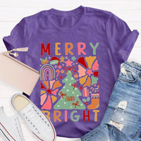 Festive Holiday Graphic Tee, Merry and Bright Christmas Trees T-Shirt, Adorable Winter Tree Shirt, Christmas Season Unisex Apparel Present