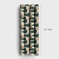 Winter Farm Gift Wrap, Christmas Chicken Wrapping Paper, Snowy Pine Forest Wrapping Paper, Rustic Holiday Chicken Wrapping Paper Roll