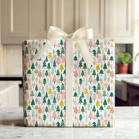Colorful Stylized Holiday Gift Wrap, Modern Christmas Tree Wrapping Paper, Whimsical Tree Wrapping Paper, Festive Xmas Gift Wrap Roll