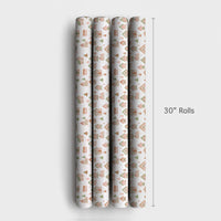 Whimsical Christmas Village Wrapping Paper, Pastel Gingerbread House Gift Wrap, Holiday Winter Present Paper, Xmas Gift Wrapping Paper Roll