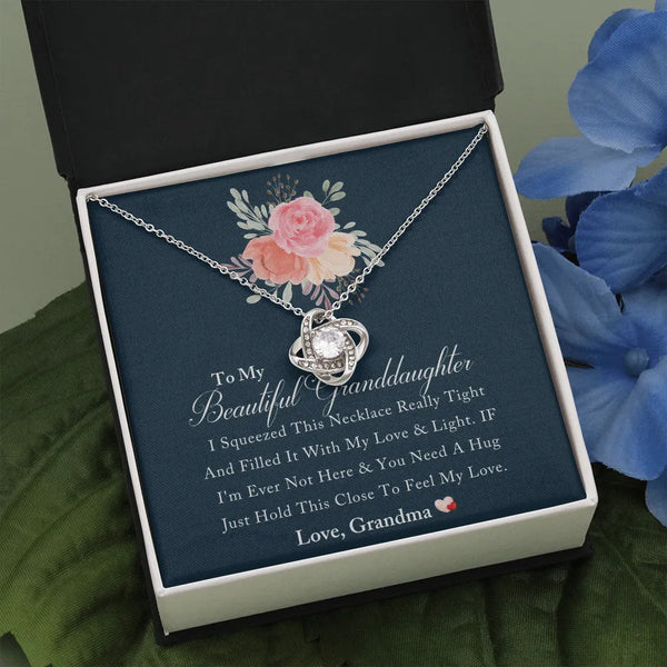 Love Knot Pendant Necklace, Granddaughter Love Knot Necklace from Grandma, Christmas Love Knot Jewelry, Birthday CZ Present f