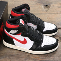 Retro High Top Sneakers, Black Red Colorway, Lace Up Design, Casual Gift for Sneaker Fans