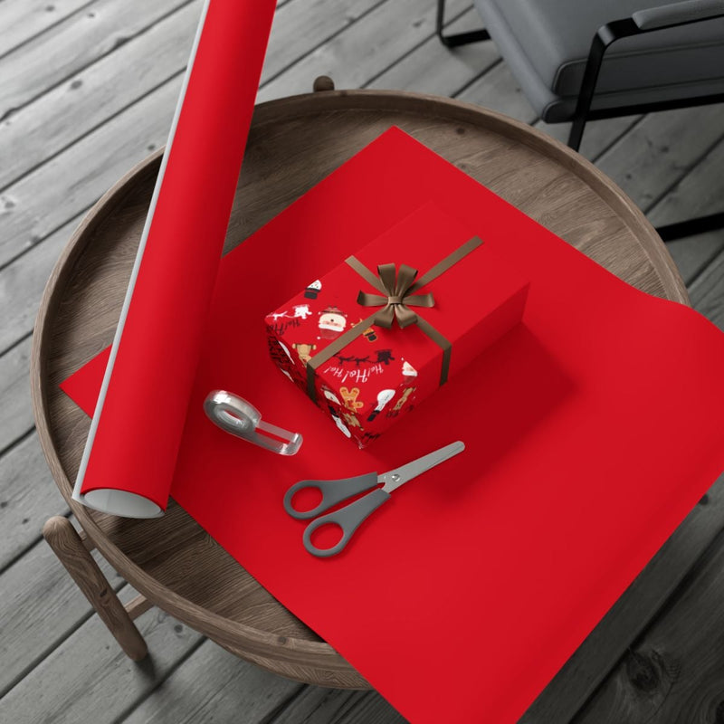 Classic Christmas Gift Wrap, Santa and Reindeer Wrapping Paper, Festive Winter Holiday Wrapping Paper, Christmas Eve Present Paper for Kids