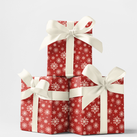 Red and White Holiday Gift Wrap, Candy Cane Snowflake Wrapping Paper, Festive Winter Snow Gift Wrapping Paper, Christmas Present Paper Roll