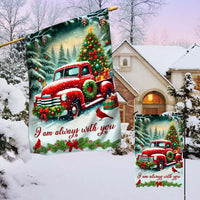 I Am Always with You Memorial Flag, Christmas Red Truck Cardinal Garden Flag, Double-Sided Winter Holiday Flag, Yard Banner Present