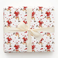 Jogging Santa Claus Gift Wrap, Running Santa Wrapping Paper, Humorous Fitness Santa Holiday Wrap, Adorable Christmas Present Wrapping Paper Roll