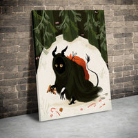 Dark Folklore Forest Canvas Print, Krampus Christmas Canvas Wall Art, Gothic Holiday Wall Art, Creepy Krampus Canvas Decor, Winter Xmas Present