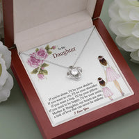 14k White Gold Pendant Necklace, To My Daughter Love Knot Necklace, Sentimental Present from Mom, Birthday Necklace, Christmas Present for Her