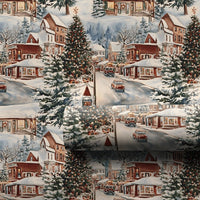 Snowy Town Storefronts Holiday Gift Wrap, Vintage Christmas Village Wrapping Paper, Nostalgic Xmas Wrapping Paper, Festive Winter Gift Wrap
