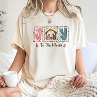Christian Nativity Christmas Graphic Tee, Joy to the World T-Shirt, Religious Faith Holiday Shirt, Holy Nativity Scene Tee, Christmas Present