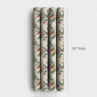 Pine Branch Bird Gift Wrap, Watercolor Winter Birds Wrapping Paper, Red Berry Christmas Wrapping Paper, Rustic Holiday Gift Wrapping Paper