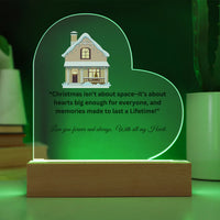 Holiday Acrylic Heart Light, Snowy Christmas House Heart Plaque, Winter Scene Night Light Plaque, Comfy Home Decor, Family Xmas Present