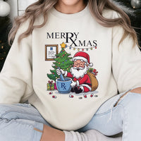 Santa Mortar and Pestle Pharmacist Sweatshirt, Pharmacy Christmas Sweatshirt, Pharm Tech Holiday Sweater, Pharmacy Student Crewneck