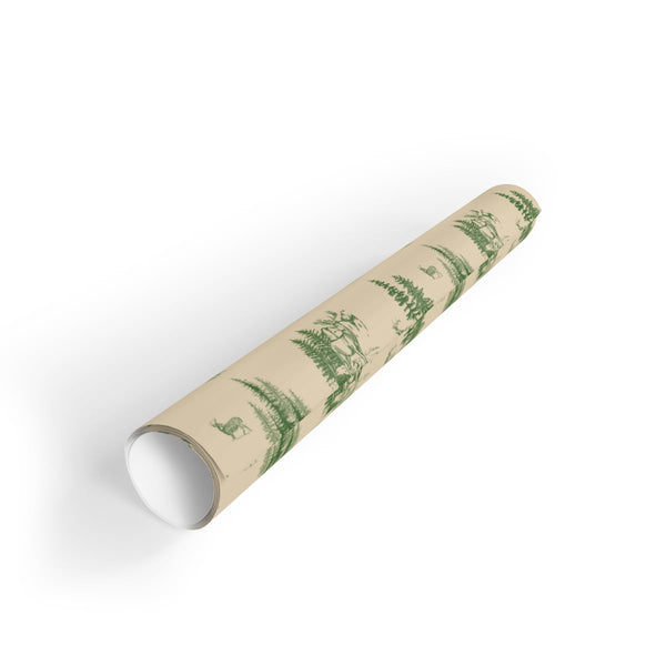 Pine Tree Forest Nature Gift Wrap Roll, Rustic Woodland Deer Wrapping Paper, Cabin Christmas Wrapping Paper, Holiday Present 