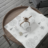 Elegant Ornament Wrapping Paper, Snowflake Gift Wrapping Paper, Merry Christmas Gift Wrap, Holiday Present Wrap, Winter Wrapping Paper Roll