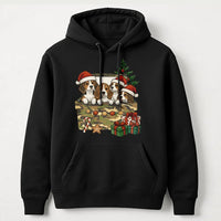 Puppies in Gift Box Hoodie, Beagle Christmas Hoodie, Adorable Beagle Dog Sweatshirt, Christmas Pet Lover Hoodie, Winter Dog Holiday Apparel